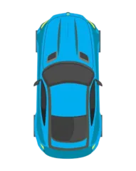The player's neon green car seen from above